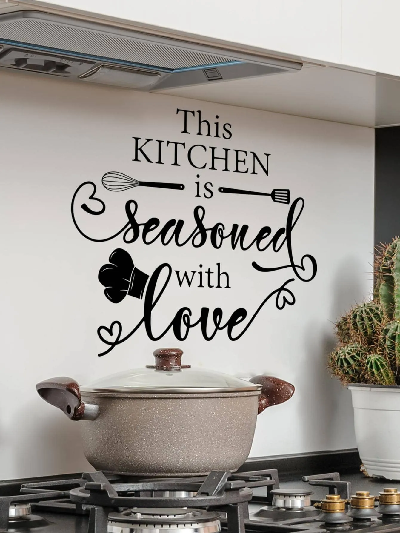 1pc PVC Kitchen Sticker, Modernist Slogan Graphic Wall Renovation Sticker For Kitchen