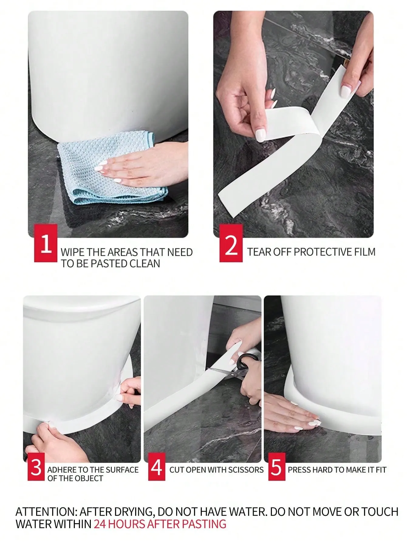 1pc White Floor Seal Sticker/sealing Strip/ Waterproof Seal Tape