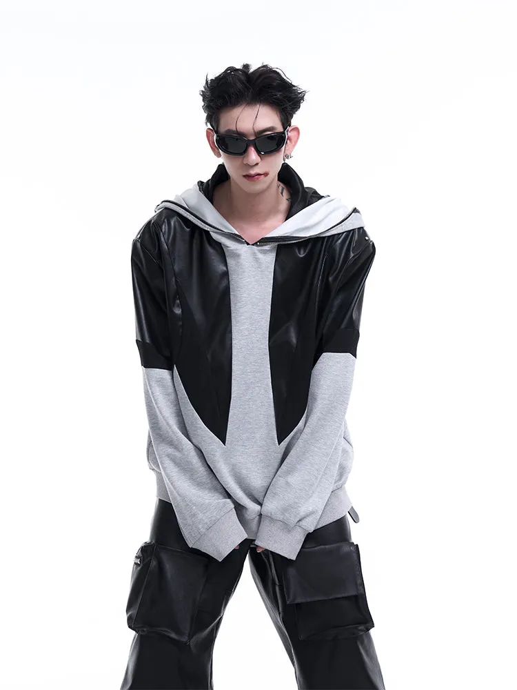 【24s Sep.】PU Leather Hoodie Jacket