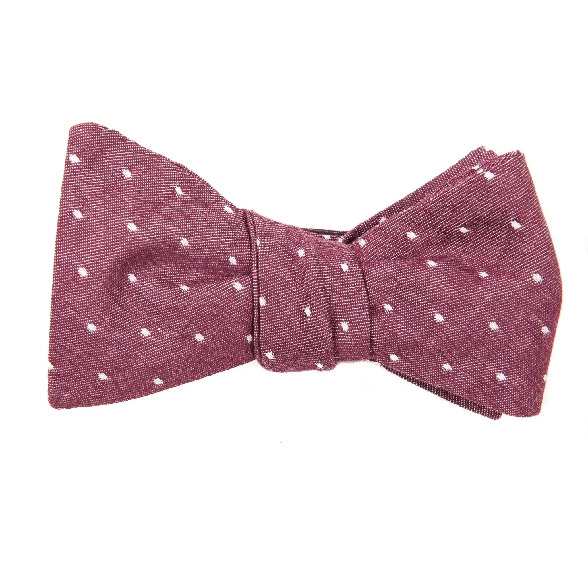 Burgundy Pindot Chambray Bow Tie