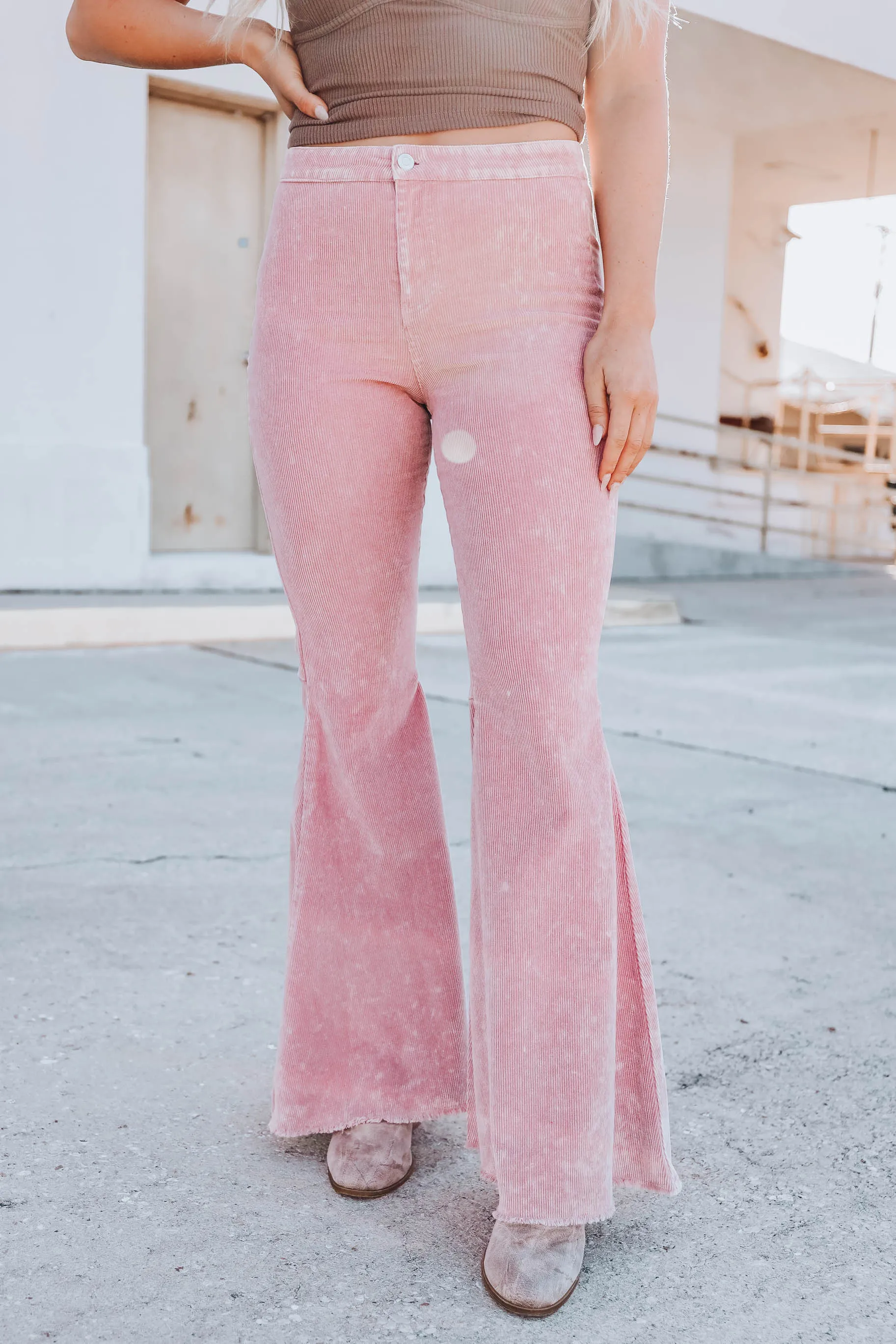 California Flare Corduroy Jeans - Dusty Pink