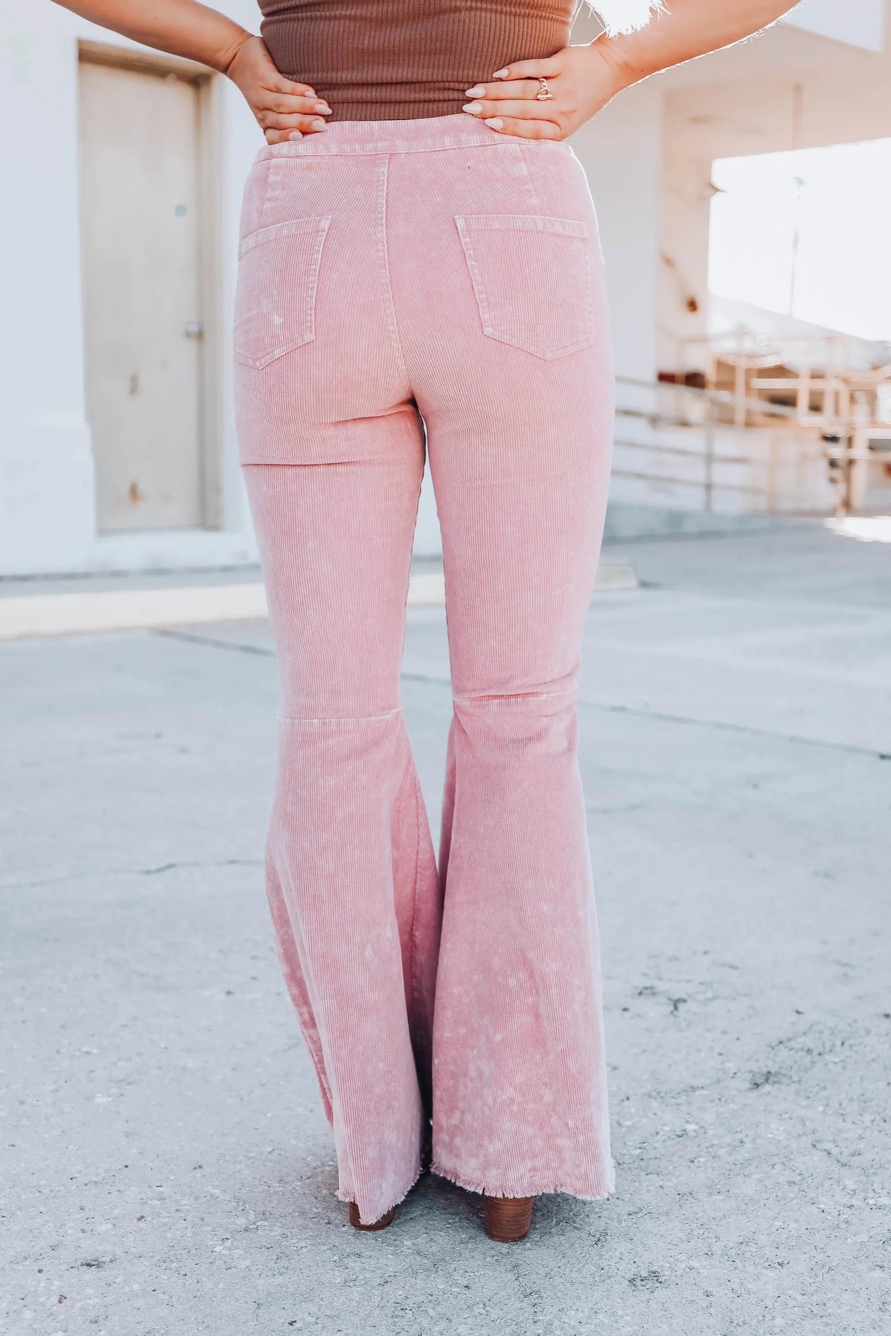 California Flare Corduroy Jeans - Dusty Pink