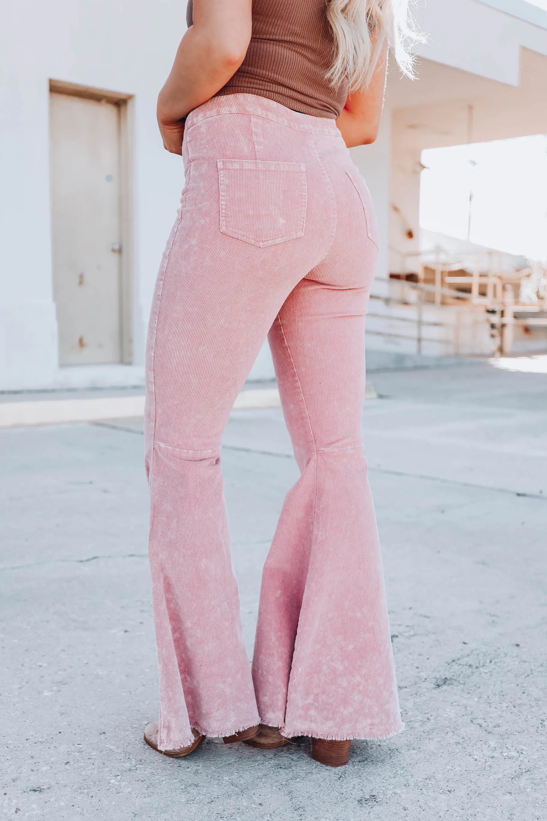 California Flare Corduroy Jeans - Dusty Pink