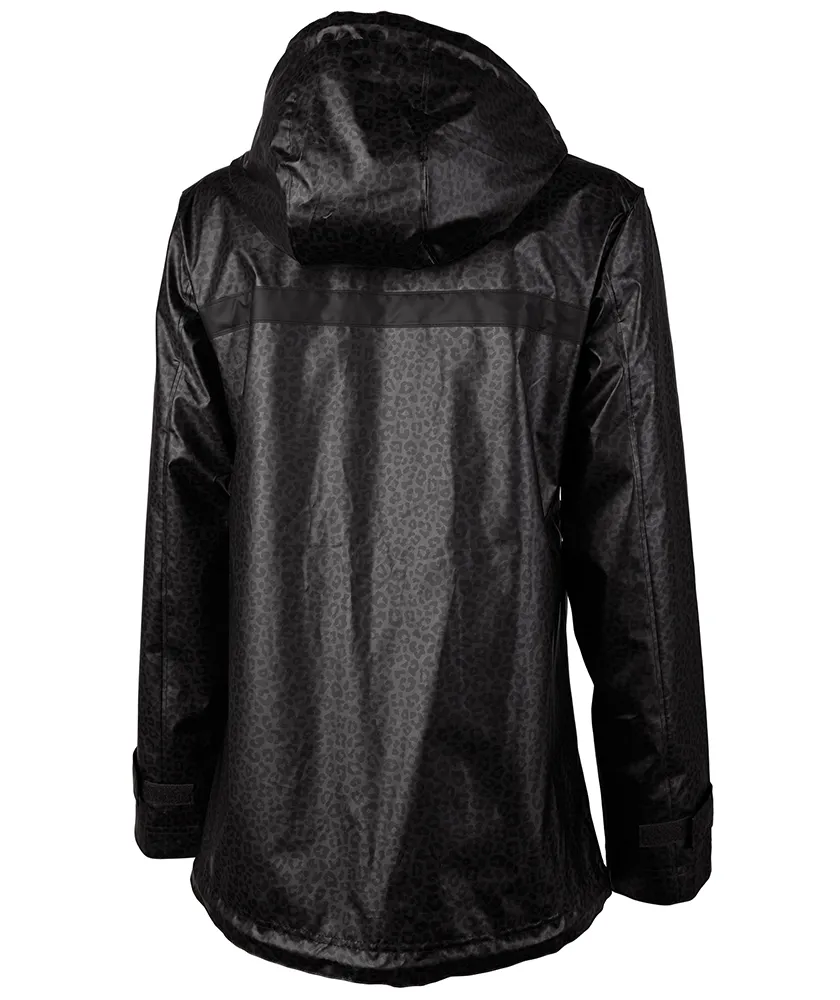 Charles River New Englander Rain Jacket, Black Leopard