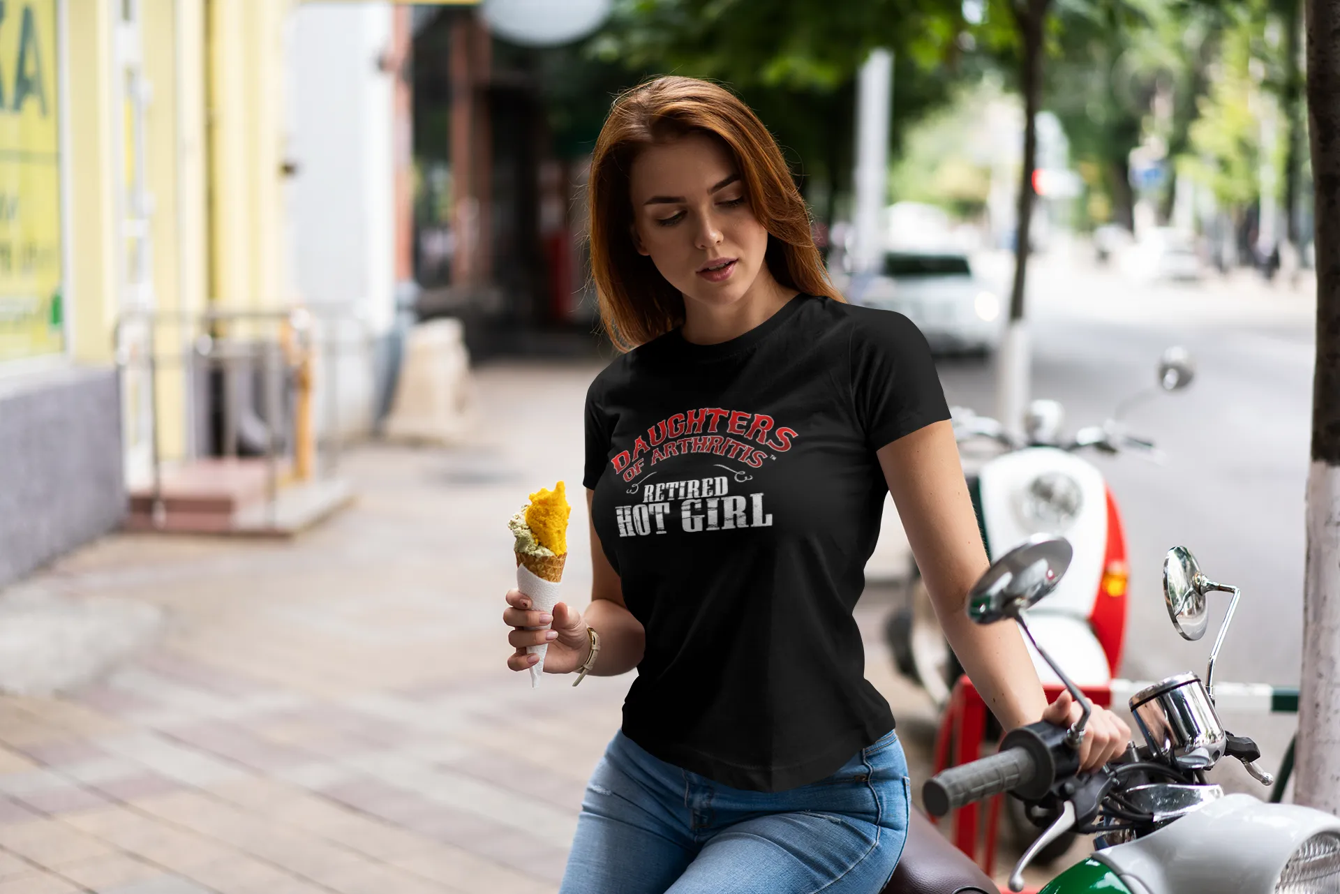 Daughters of Arthritis Retired Hot Girl Black Tee