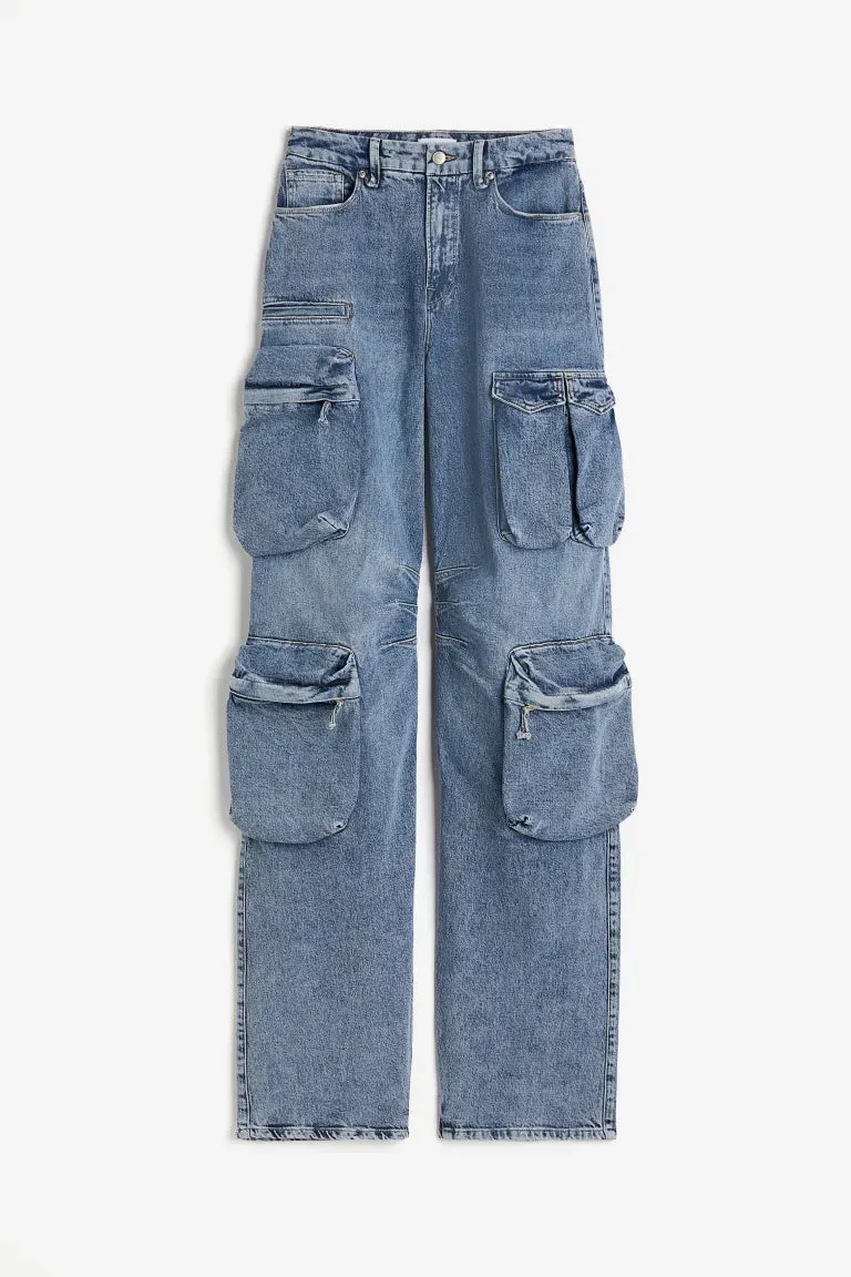 Denim cargo H&M, indigo