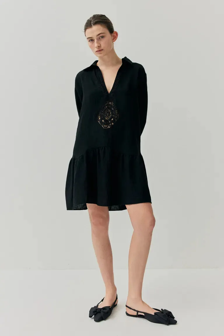 Dress with lace H&M, black