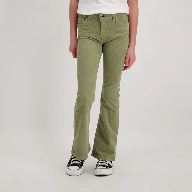 Girl's Flared Corduroy Jeans - Light Olive