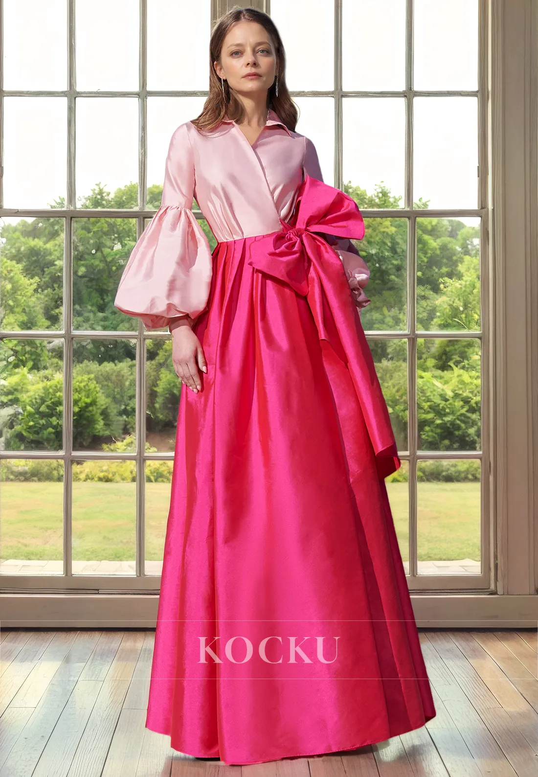 Gorgeous & Charming Long sleeves A-Line Bowknot Cocktail Mother of the Bride Dress