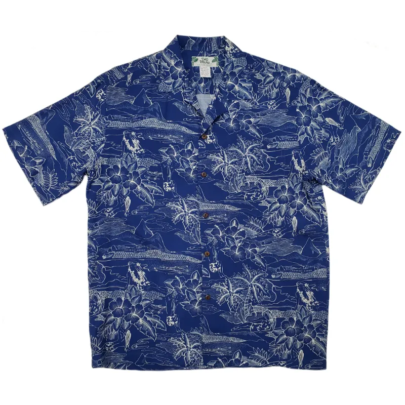 Hawaiian Scenery Rayon Shirt | Blue