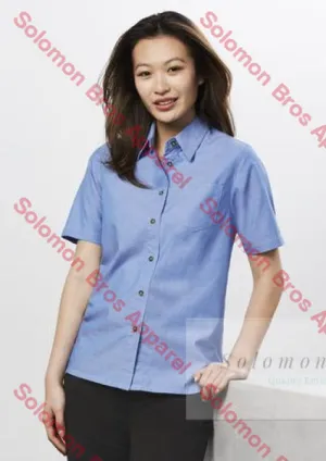 Heringbone Ladies Short Sleeve Blouse