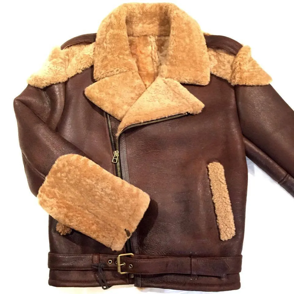 Jakewood Cocoa Biker Style Shearling Jacket