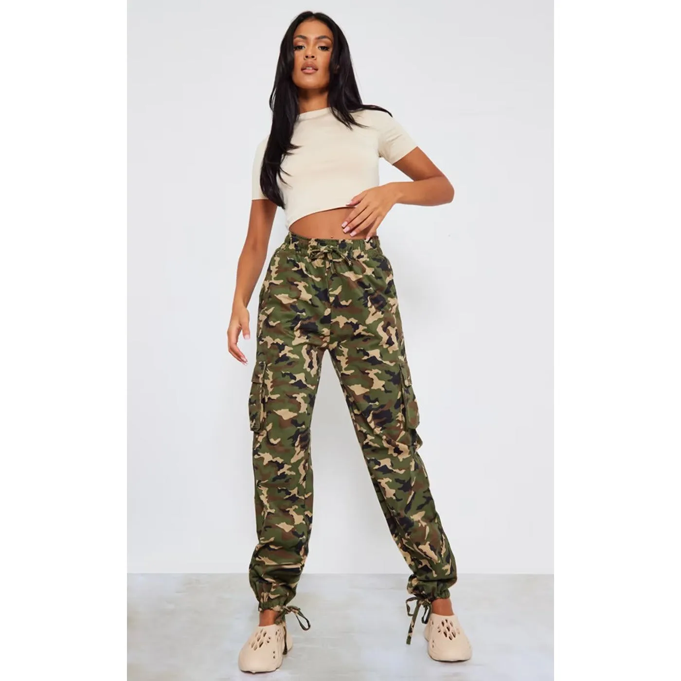 Khaki Camo Cargo Trousers