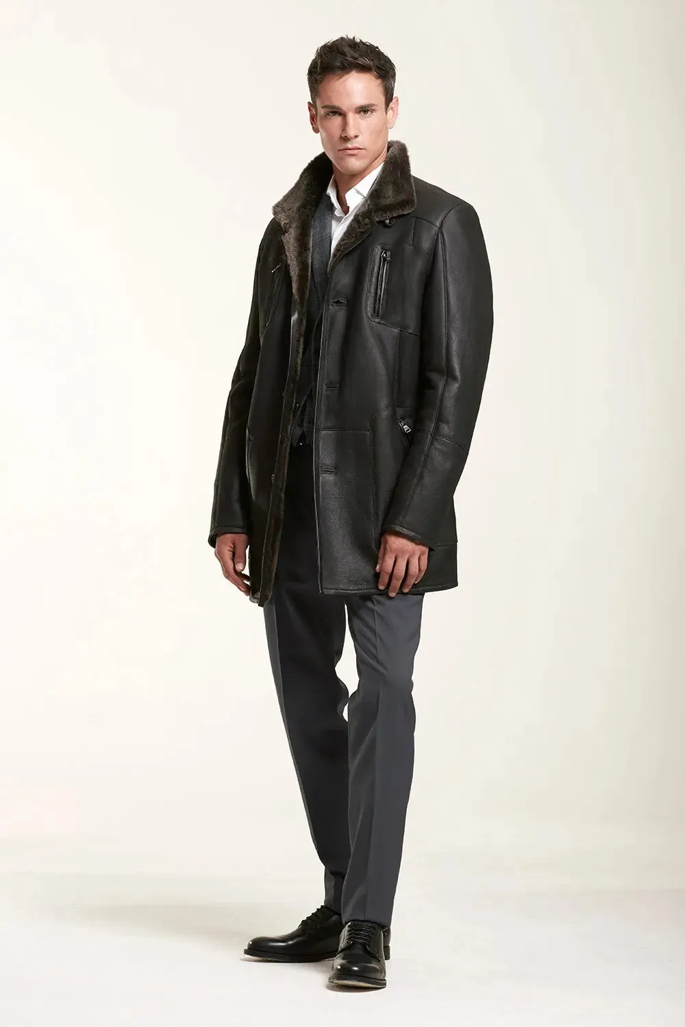 Long sheepskin jacket for men