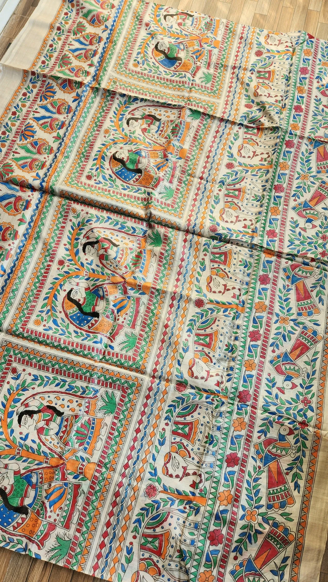 MADHUBANI HANDPAINTED SAREE - DURGA