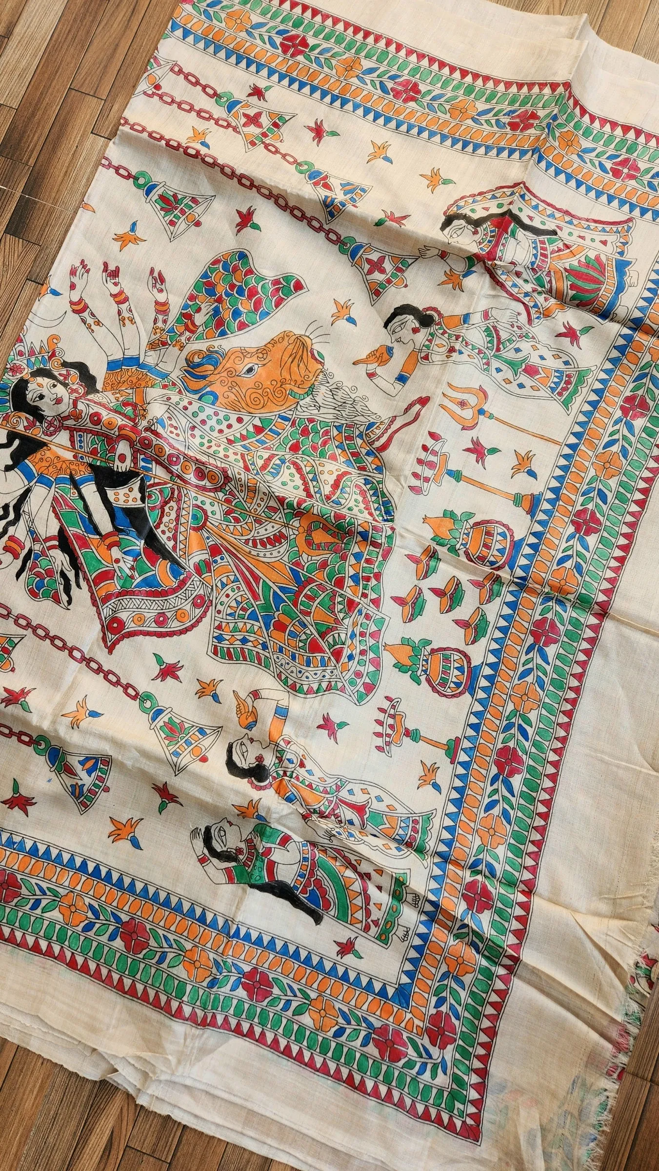 MADHUBANI HANDPAINTED SAREE - DURGA