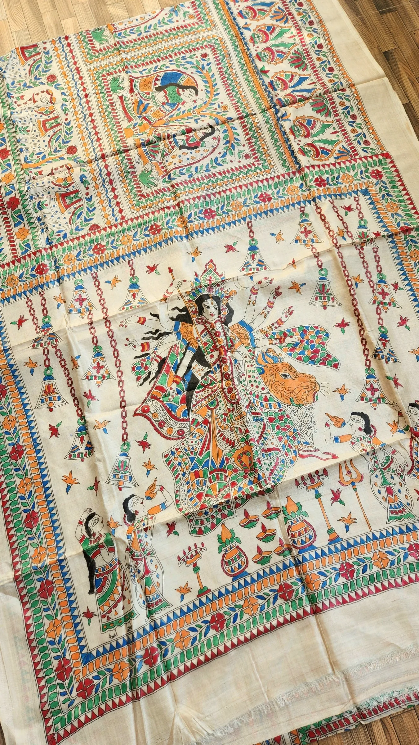 MADHUBANI HANDPAINTED SAREE - DURGA