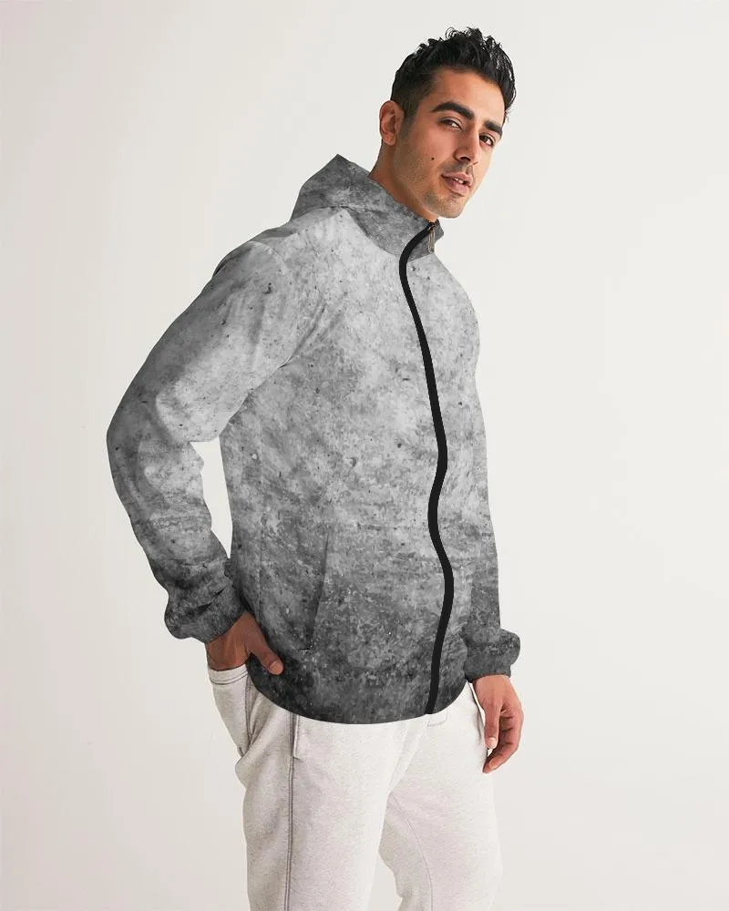 Mens Lightweight Windbreaker Jacket with Hood and Zipper Closure, Grey