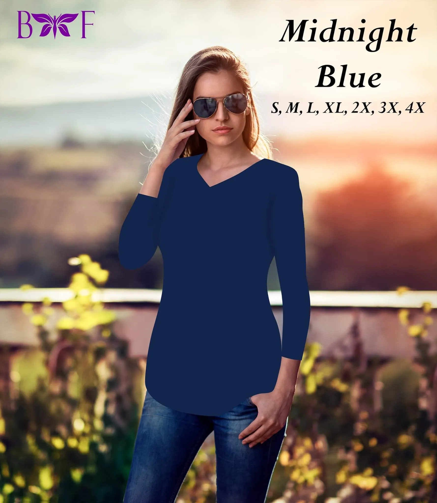 Midnight Blue V neck and a round bottom