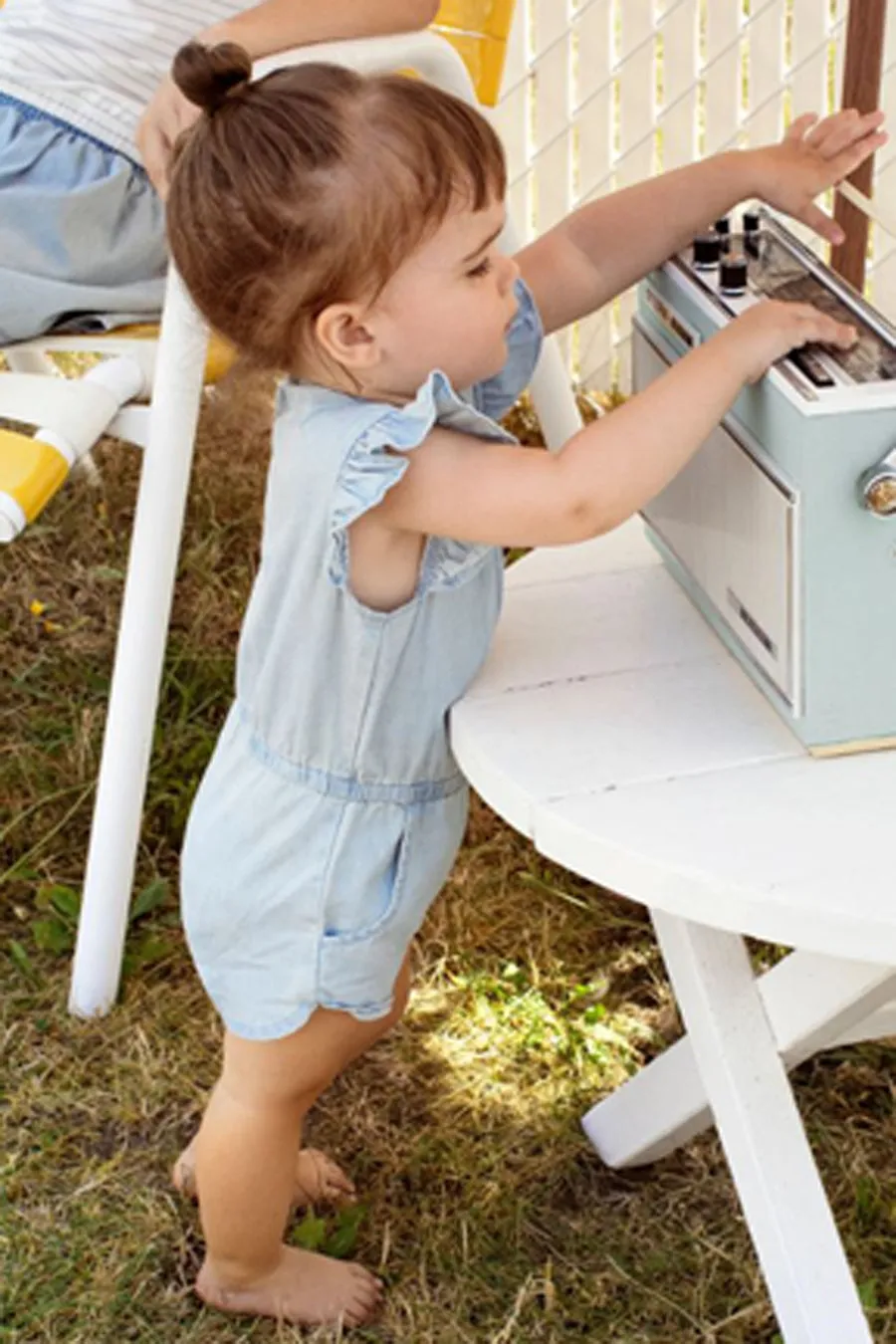 Miles Chambray Flutter Girls Romper