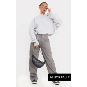 (Minor Fault) Grey Belted Cargo Straight Leg Trousers