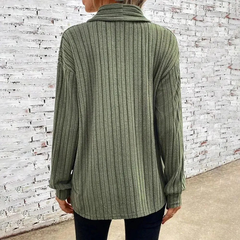 New All-Match Simple Stylish Long Sleeve Solid Color Elegant Slim