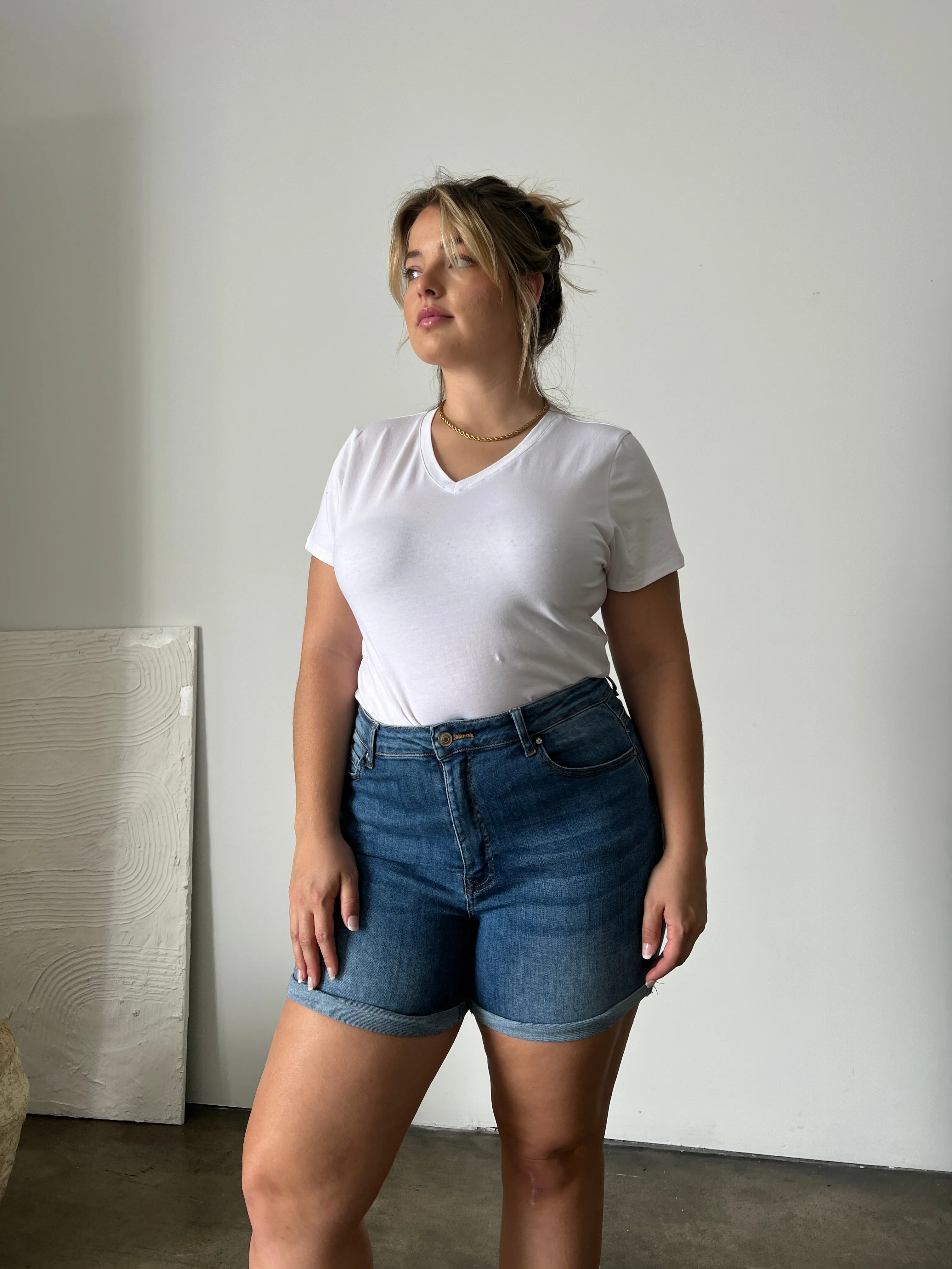 Plus Size Classic Denim Shorts