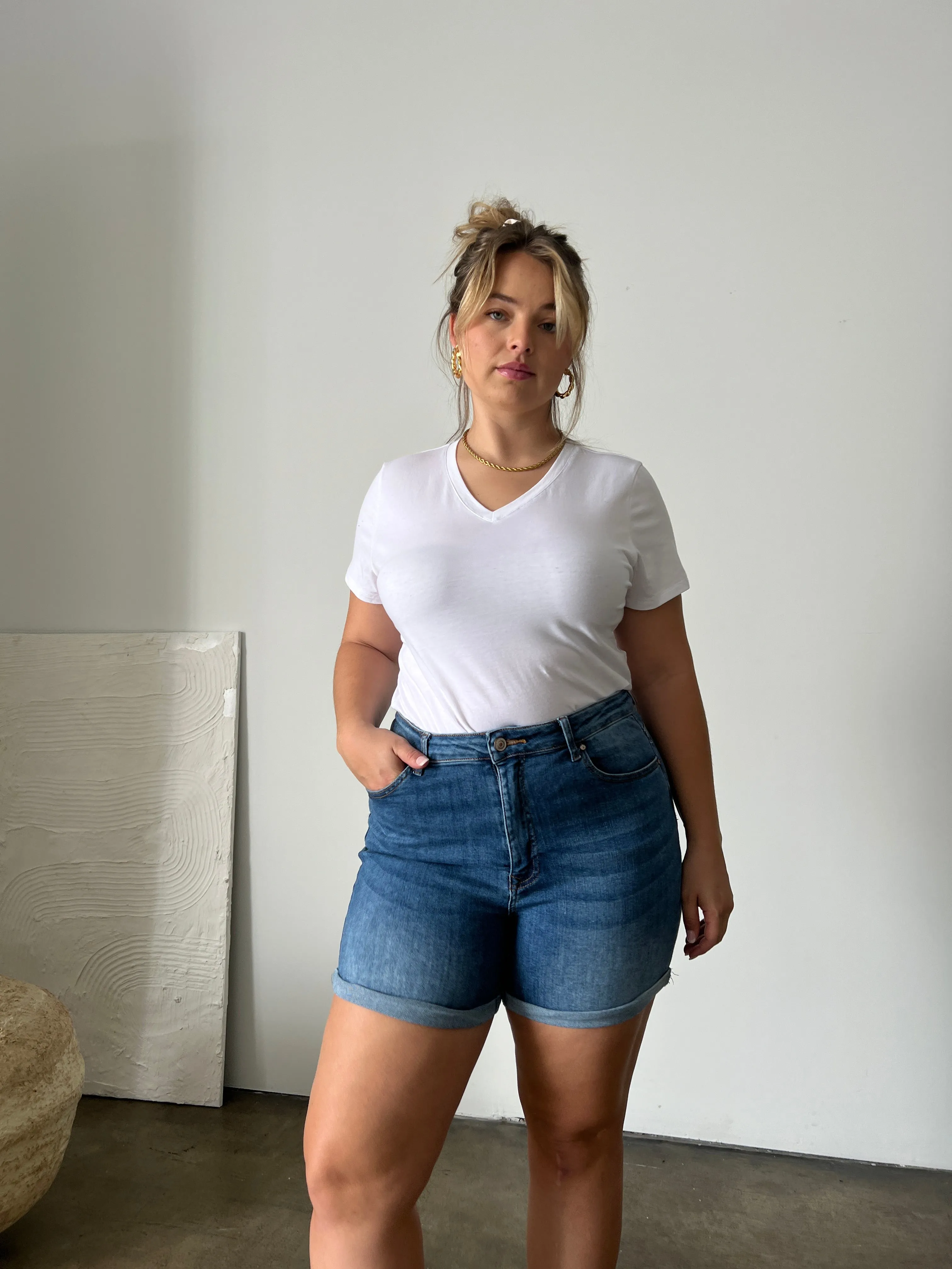 Plus Size Classic Denim Shorts