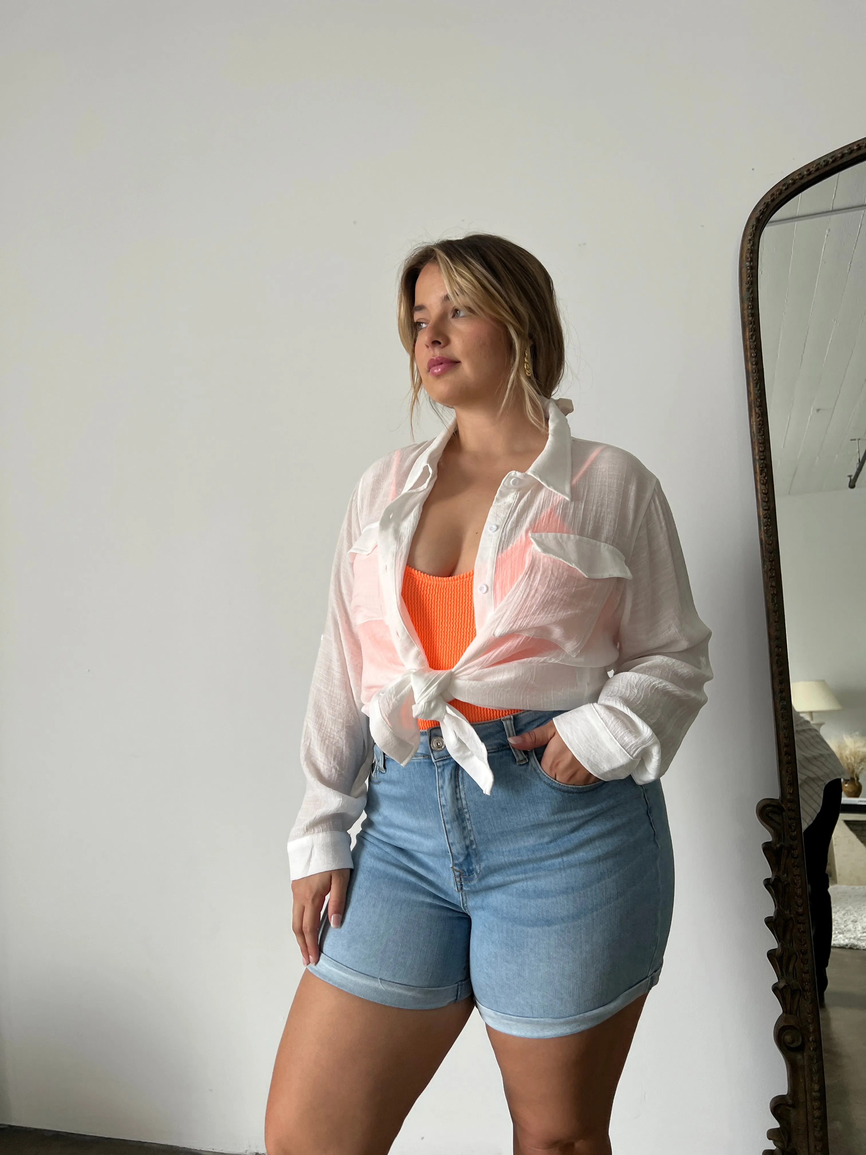 Plus Size Classic Denim Shorts