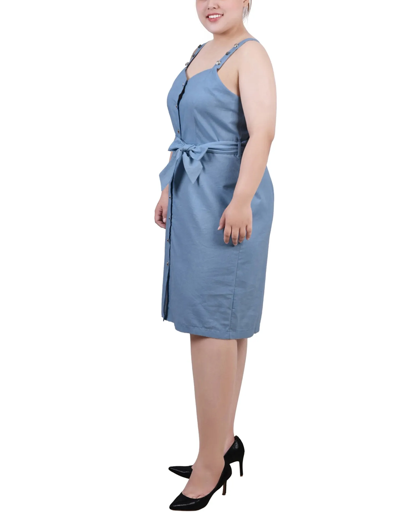 Plus Size Sweetheart Neck Chambray Sundress