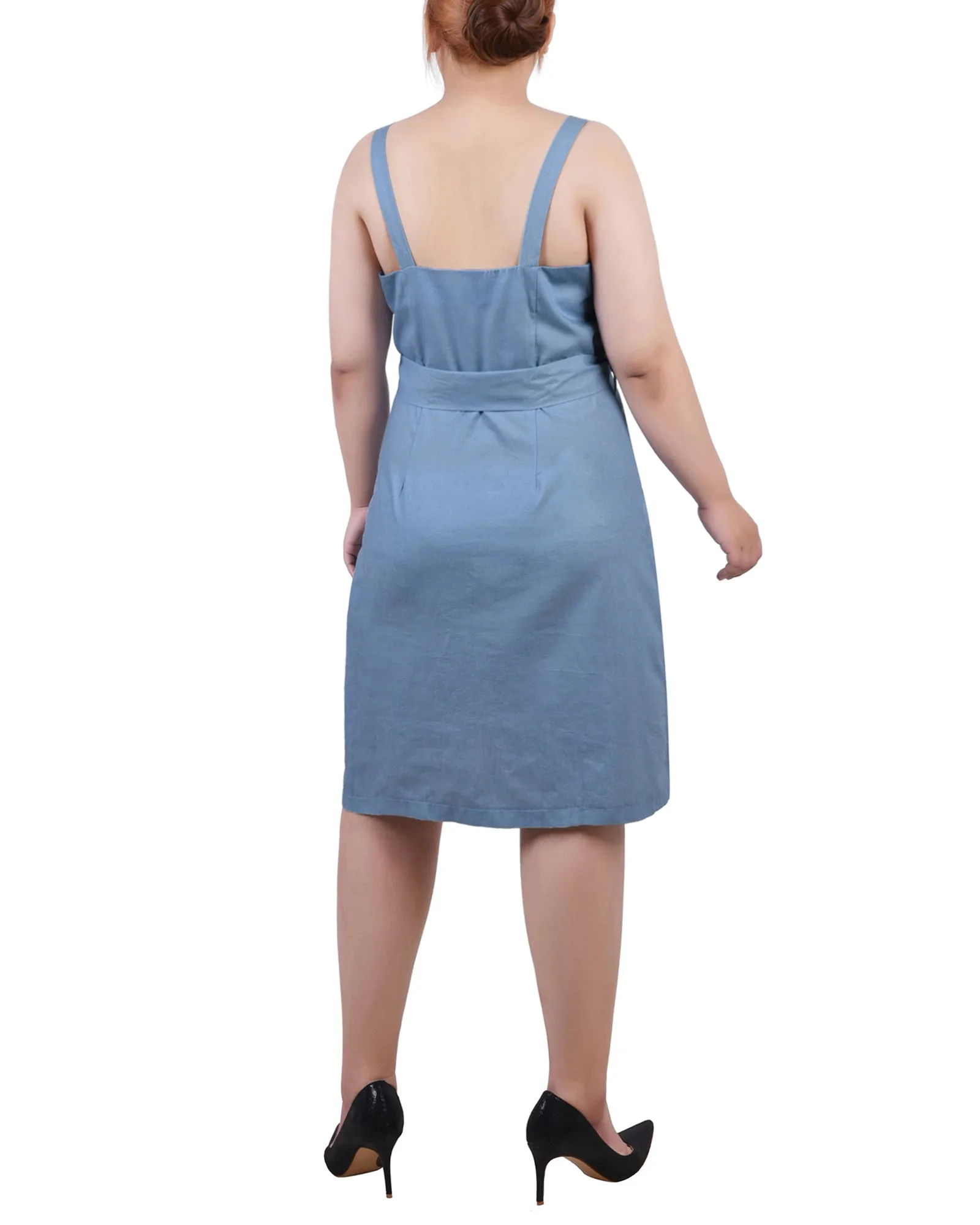 Plus Size Sweetheart Neck Chambray Sundress