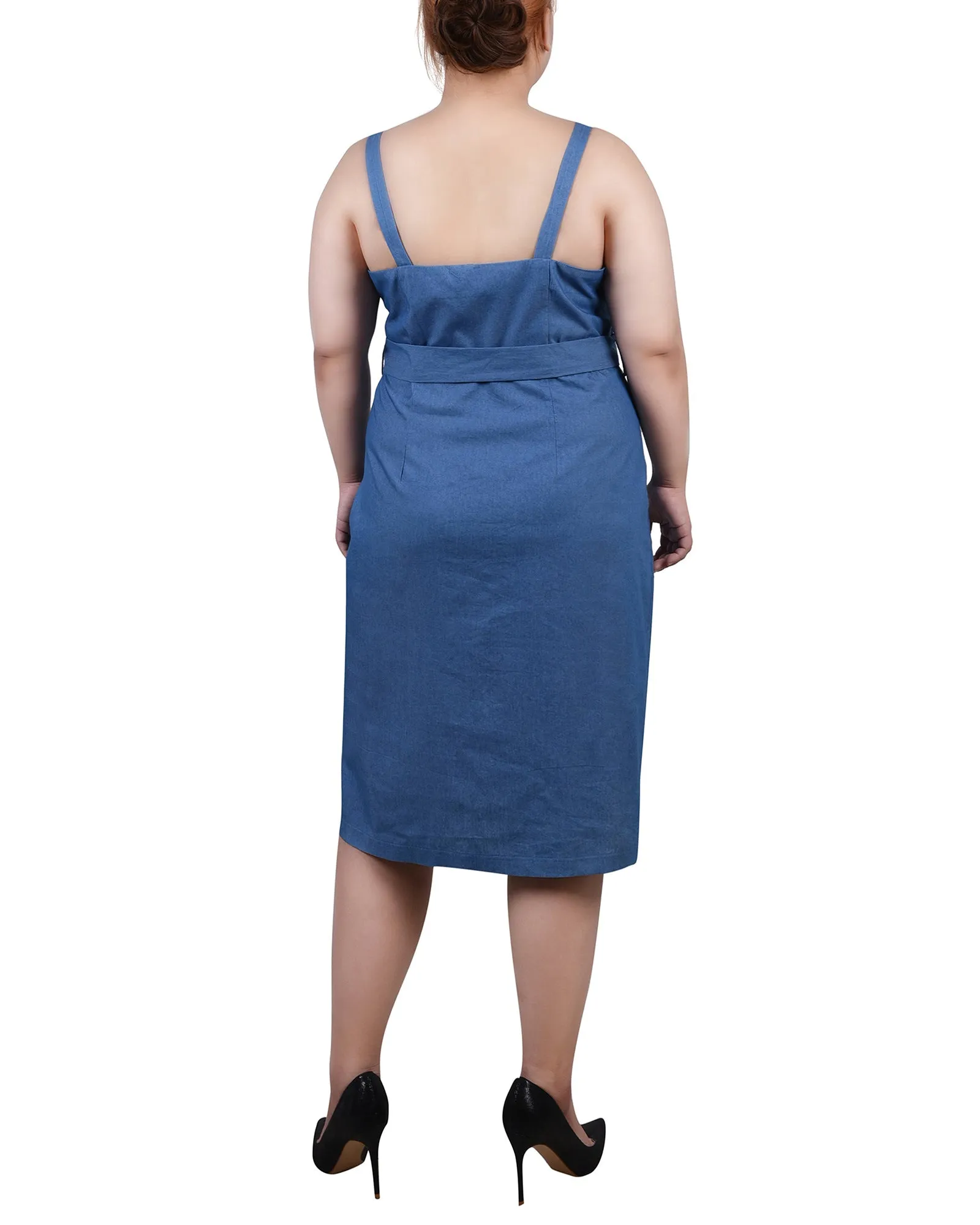 Plus Size Sweetheart Neck Chambray Sundress