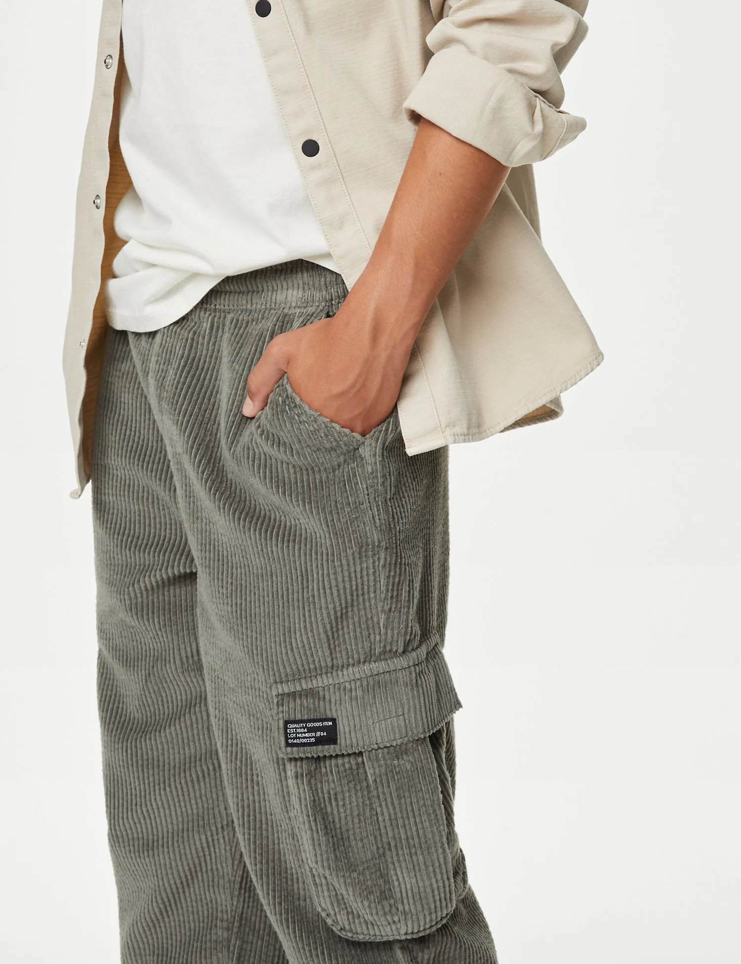 Pure Cotton Cord Cargo Trousers