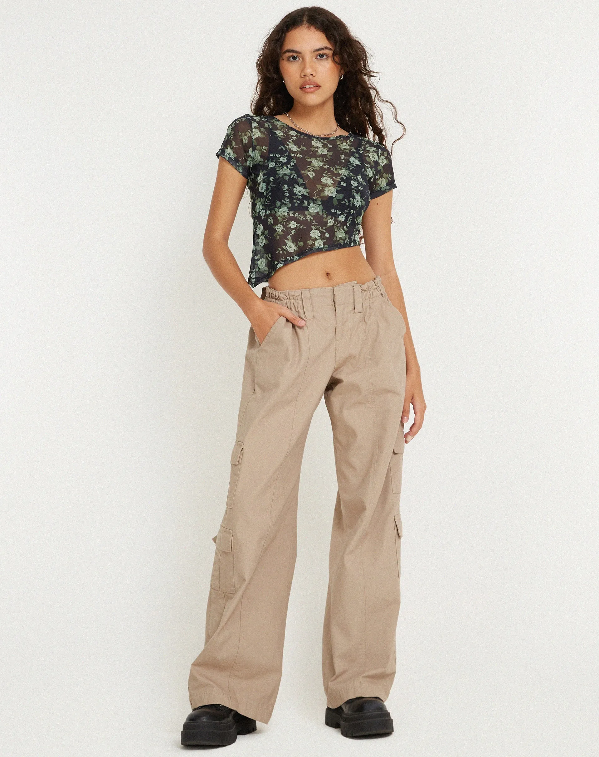 Rambu Crop Top in Pretty Floral Green