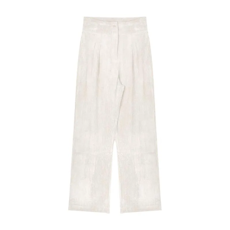 Retro Corduroy High Waist Buttoned Wide Leg Pants