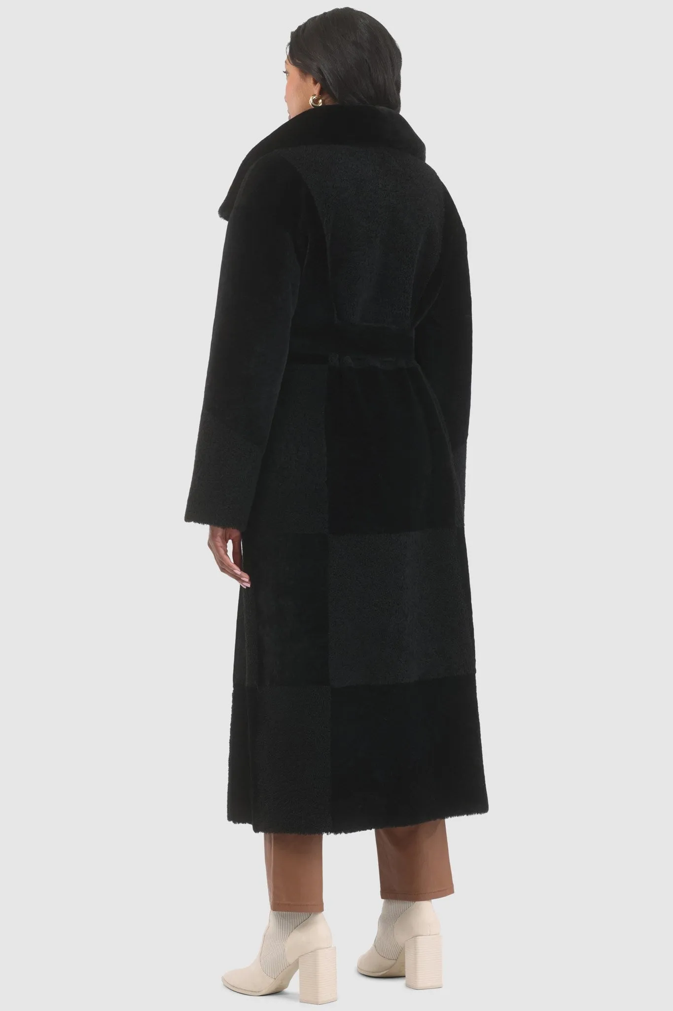 Reversible Select Shearling Lamb Coat with Notch Collar, Belt