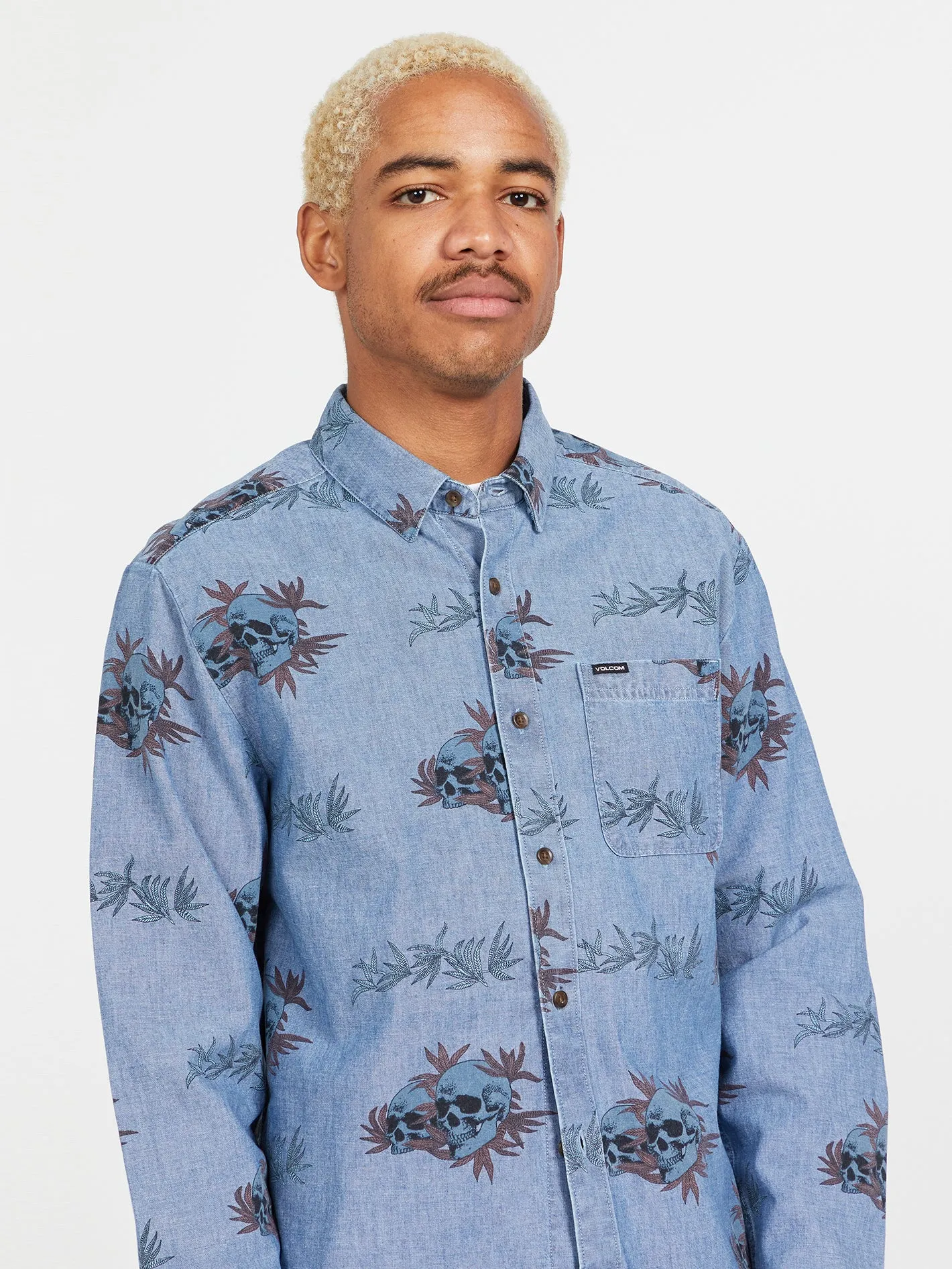 Rise And Stone Long Sleeve Shirt - Chambray