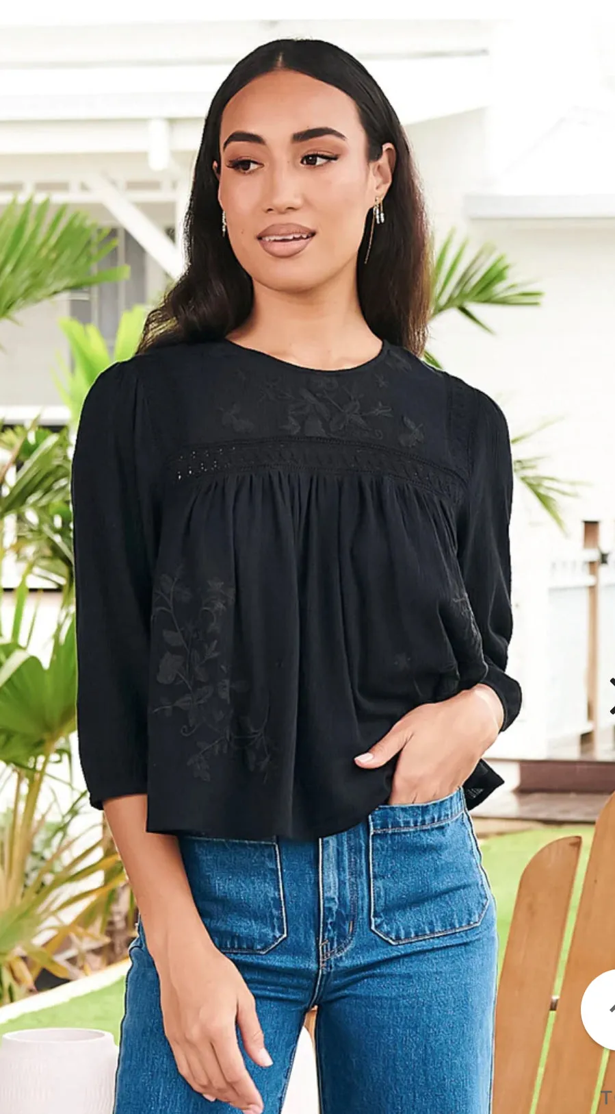 Salena Black Lace Top