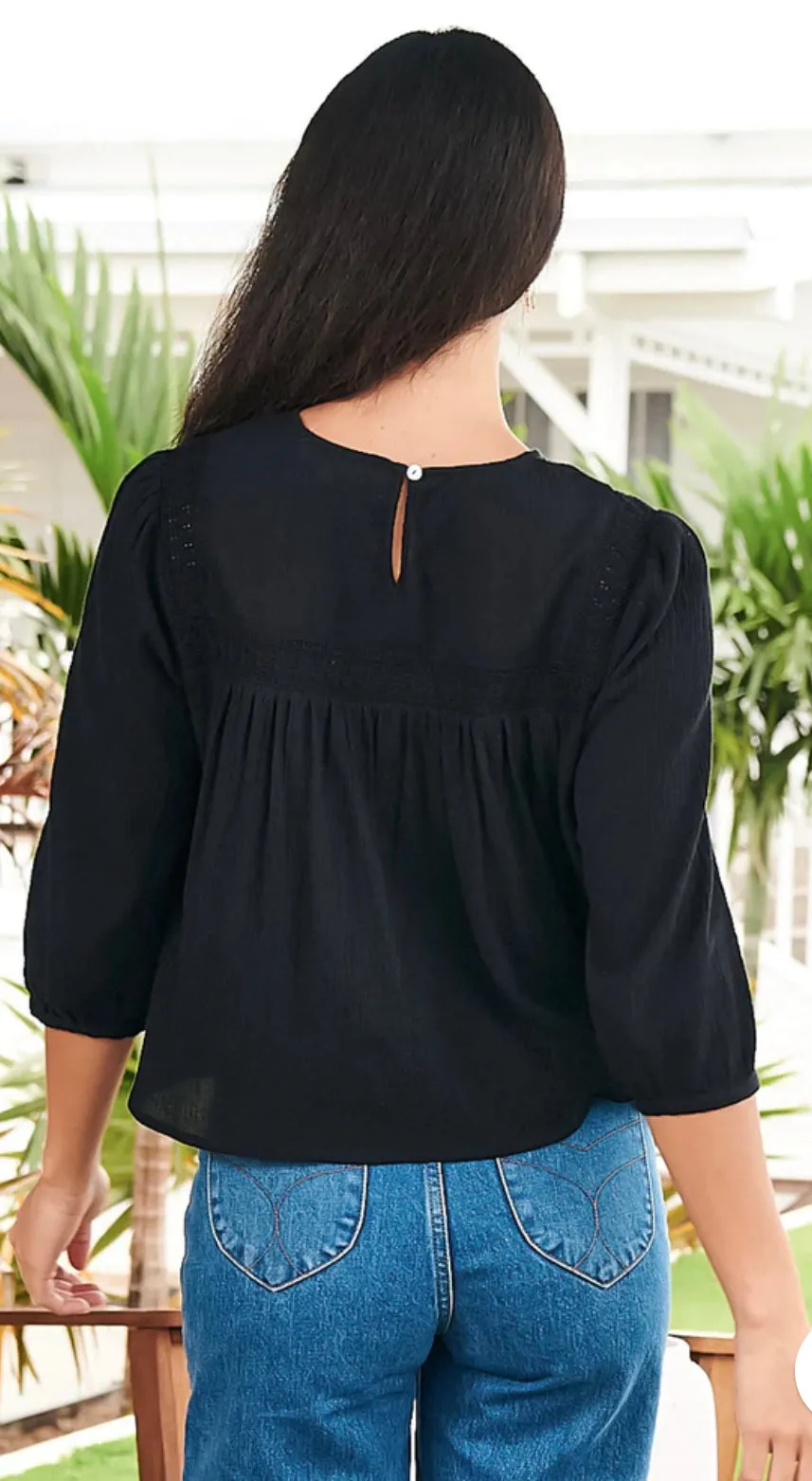 Salena Black Lace Top