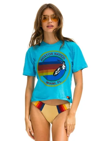 SIGNATURE MIAMI BOYFRIEND TEE - NEON BLUE