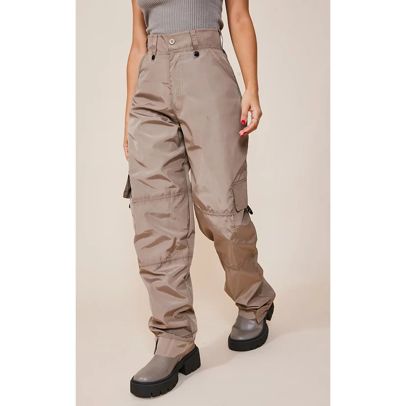 Stone Straight Cargo Pocket Trousers