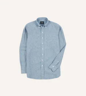 Striped Denim Cotton Button-Down Shirt