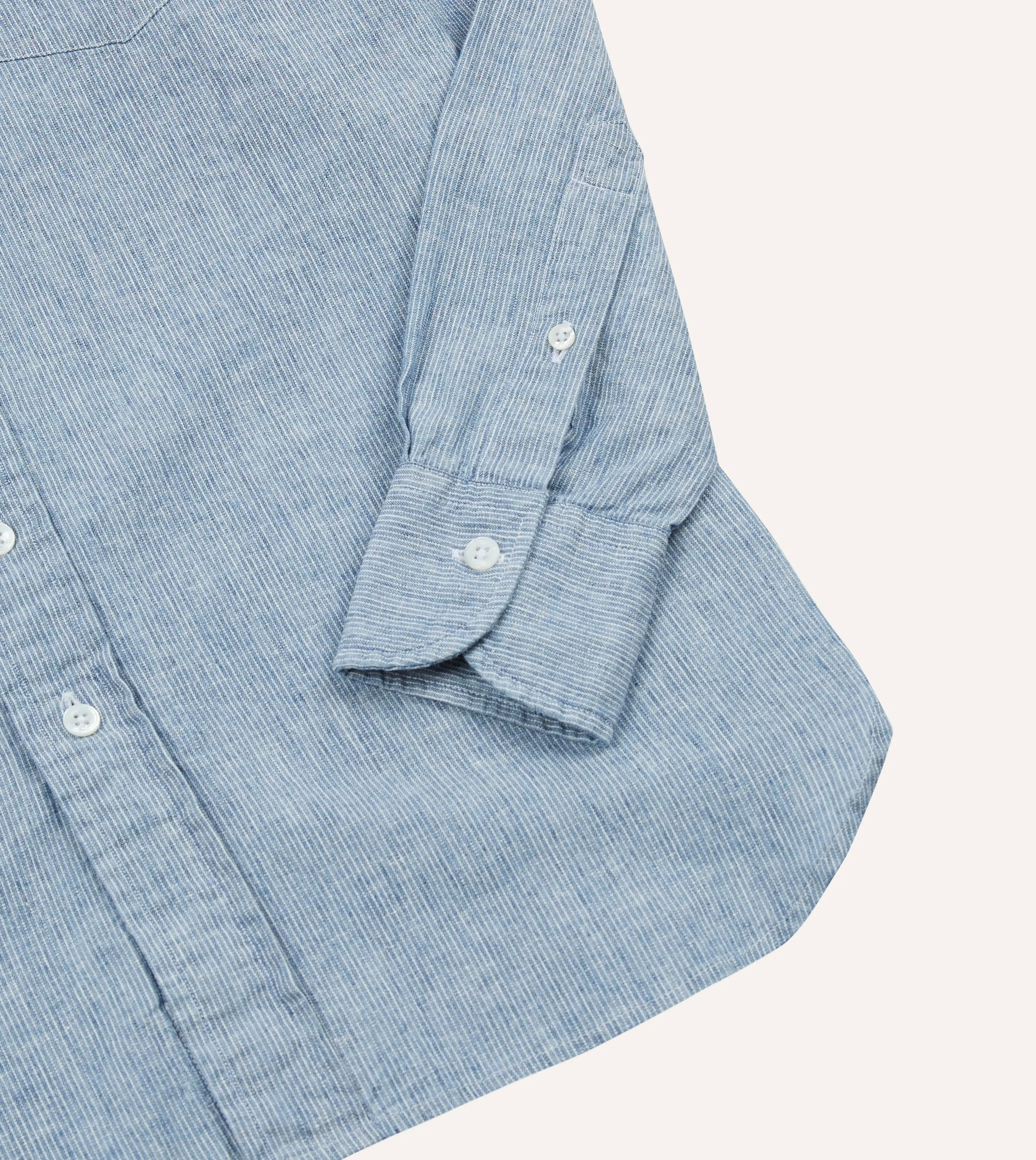 Striped Denim Cotton Button-Down Shirt