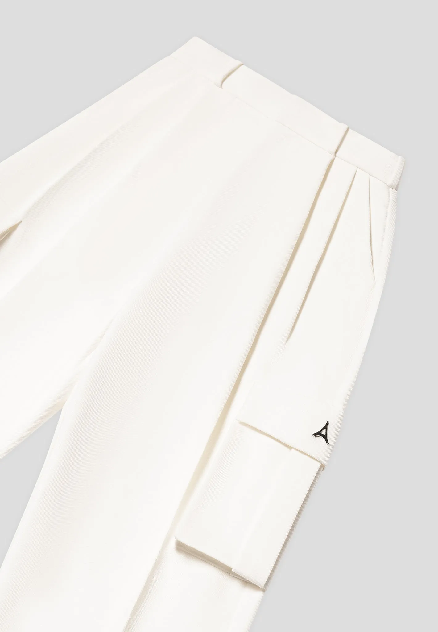 Tailored Pleated Cargo Trousers - Cream