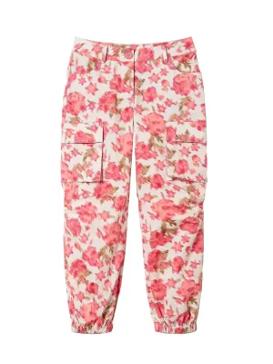 Twinset girls' Floral poplin cargo trousers