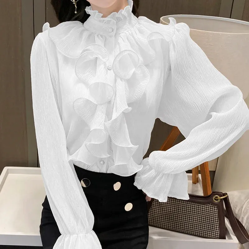 Vintage Ruffles Lace Collar Blouse