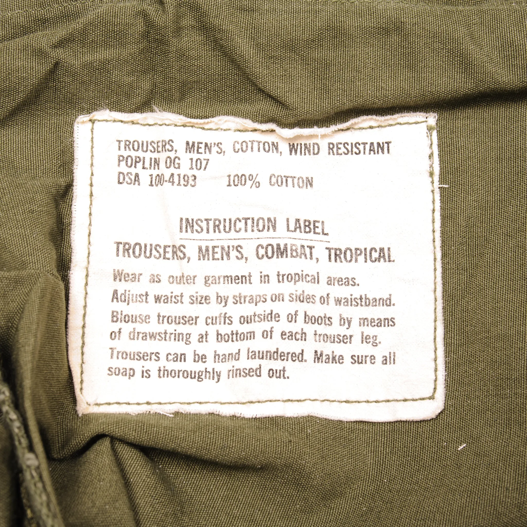 VINTAGE US ARMY TROPICAL COMBAT PANTS 4TH PATTERN 1966 VIETNAM WAR SIZE SMALL LONG W30 L32