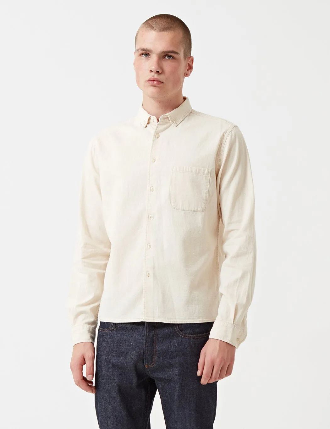 YMC Jan & Dean Chambray Shirt - Ecru